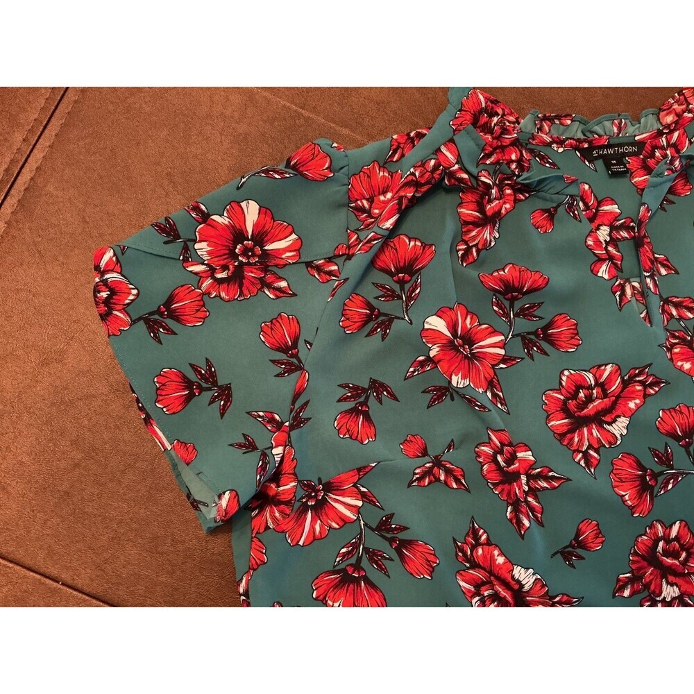 41 HAWTHORN Plus Size 2X womens top green pink Floral design, easy fit office - Picture 10 of 10